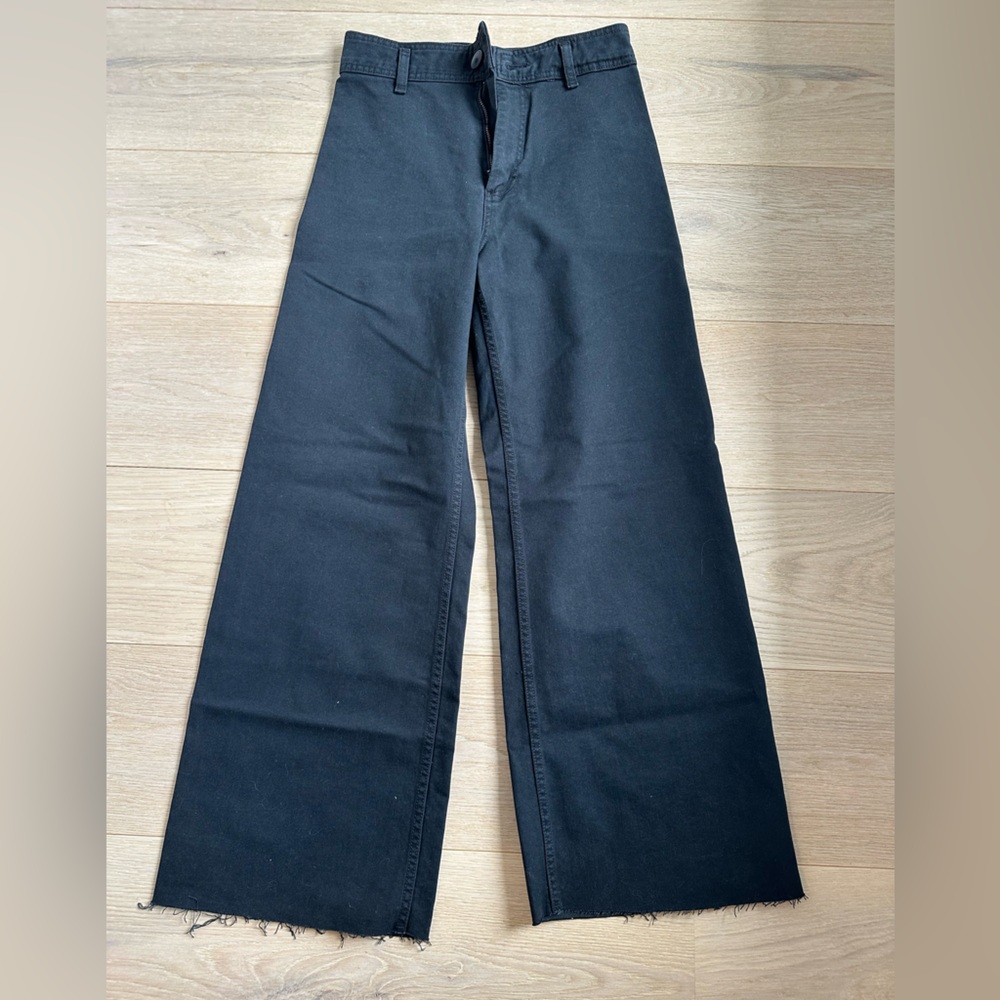 Zara Black Denim Wide Leg Pants